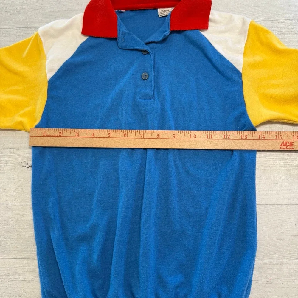 Vintage‎ boys red yellow blue colorblock polo shirt